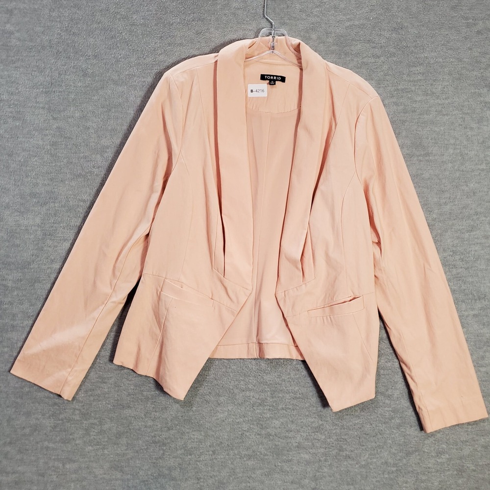Torrid Women Jacket 0 Pink Blazer Pockets Long Sleeve Open Front READ